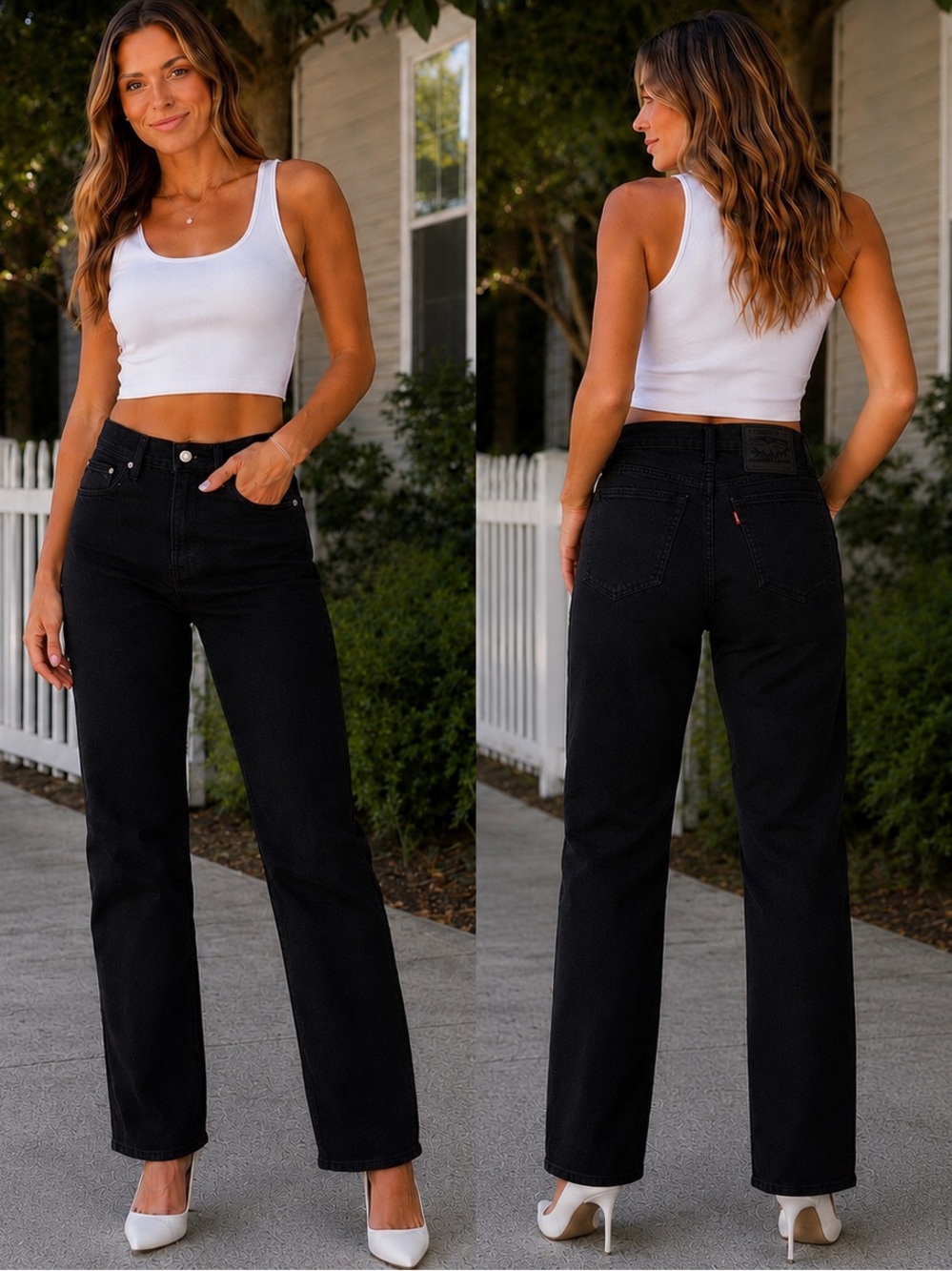 Levi’s Wedgie Straight High Rise Black Stretch Jeans 32x28 NWT